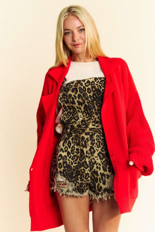 Davi & Dani Button Up Dropped Shoulder Cardigan with Pockets - Charming Charlie