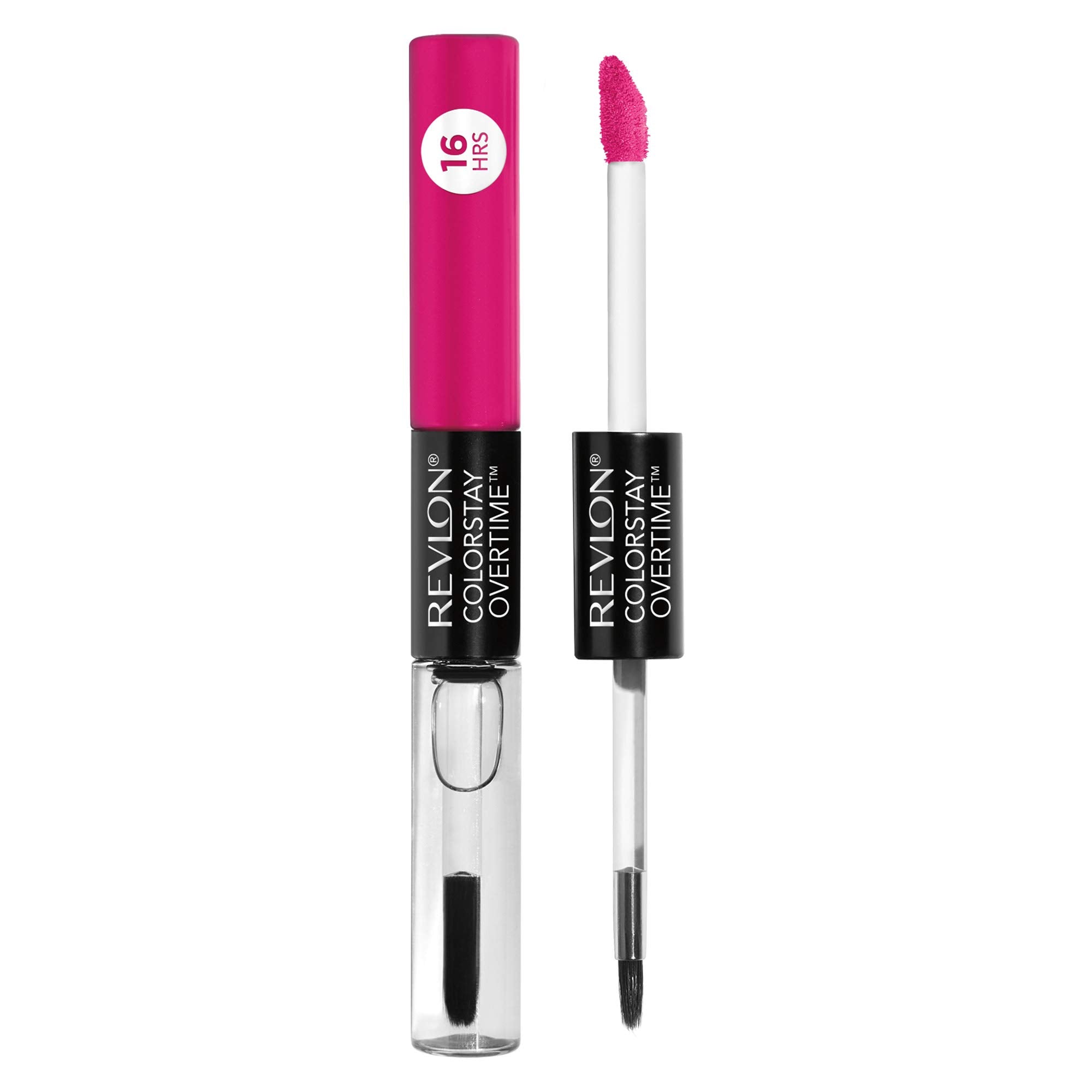 Revlon Liquid Lipstick with Clear Lip Gloss, ColorStay Overtime Lipcolor, Dual Ended with Vitamin E, 470 All Night Fuchsia, 0.07 Fl Oz - Charming Charlie
