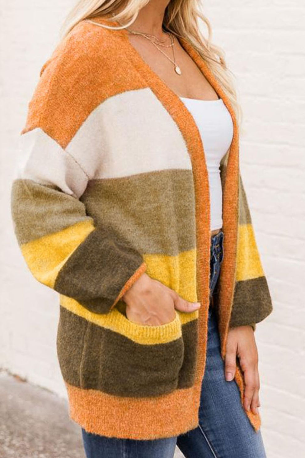 Camilladress Open Front Color Block Tie Dye Long Cardigans