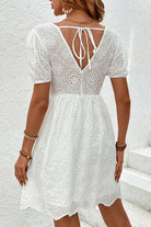 Tied V-Neck Short Sleeve Mini Dress - Charming Charlie