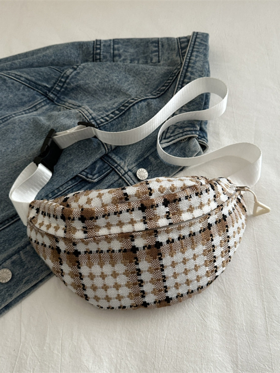 Plaid Wide Strap Crossbody Bag - Charming Charlie