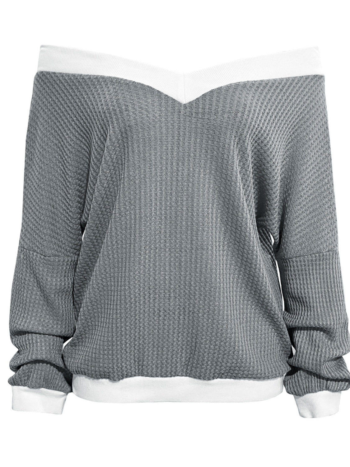 Contrast Trim Off-Shoulder Long Sleeve Sweatshirt – Charming Charlie