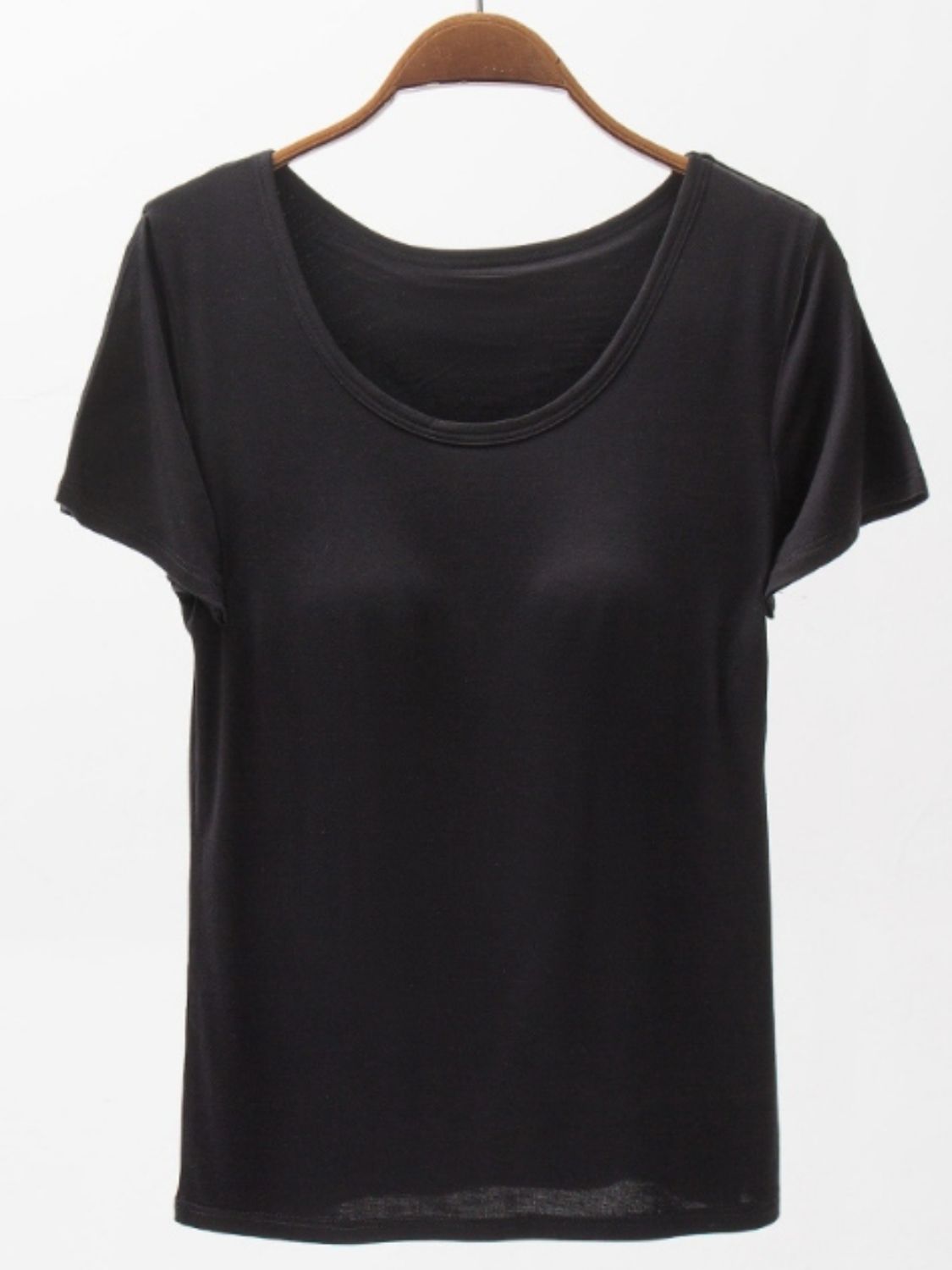 Round Neck Modal T-Shirt with Bra - Charming Charlie