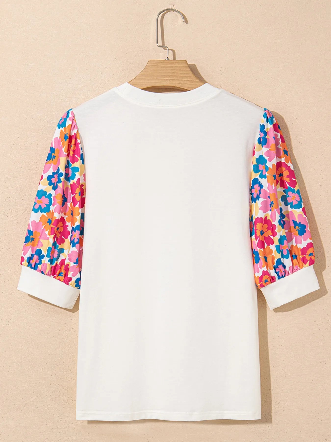 HOPELY Floral Round Neck Waffle T-Shirt