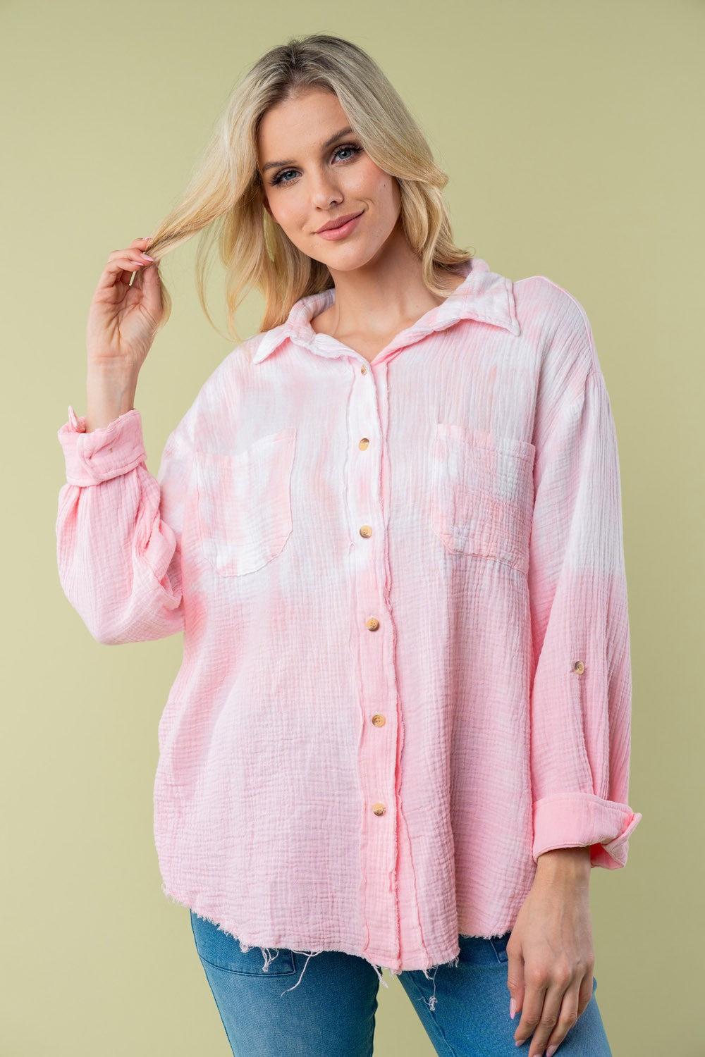 White Birch Full Size Long Sleeve Tie Dye Shirt - Charming Charlie