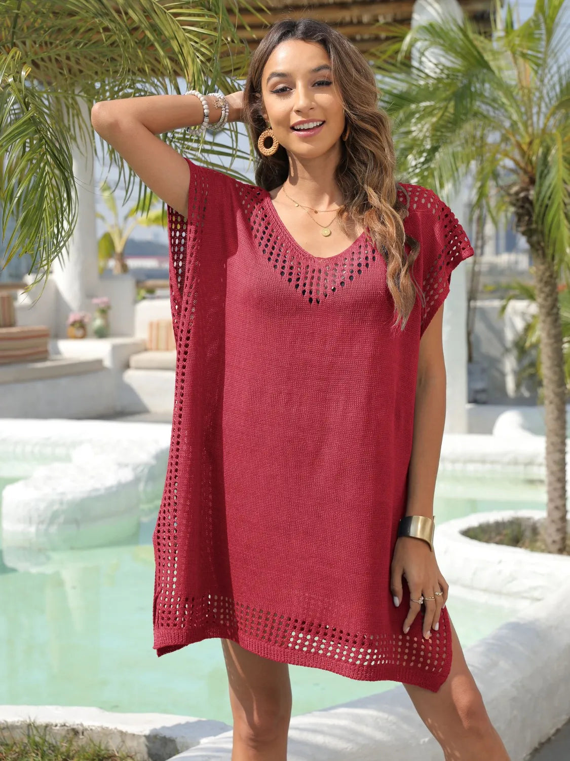 open lace back dress Milly Women's Crochet Cover-Up Minidress - Orange main image 0