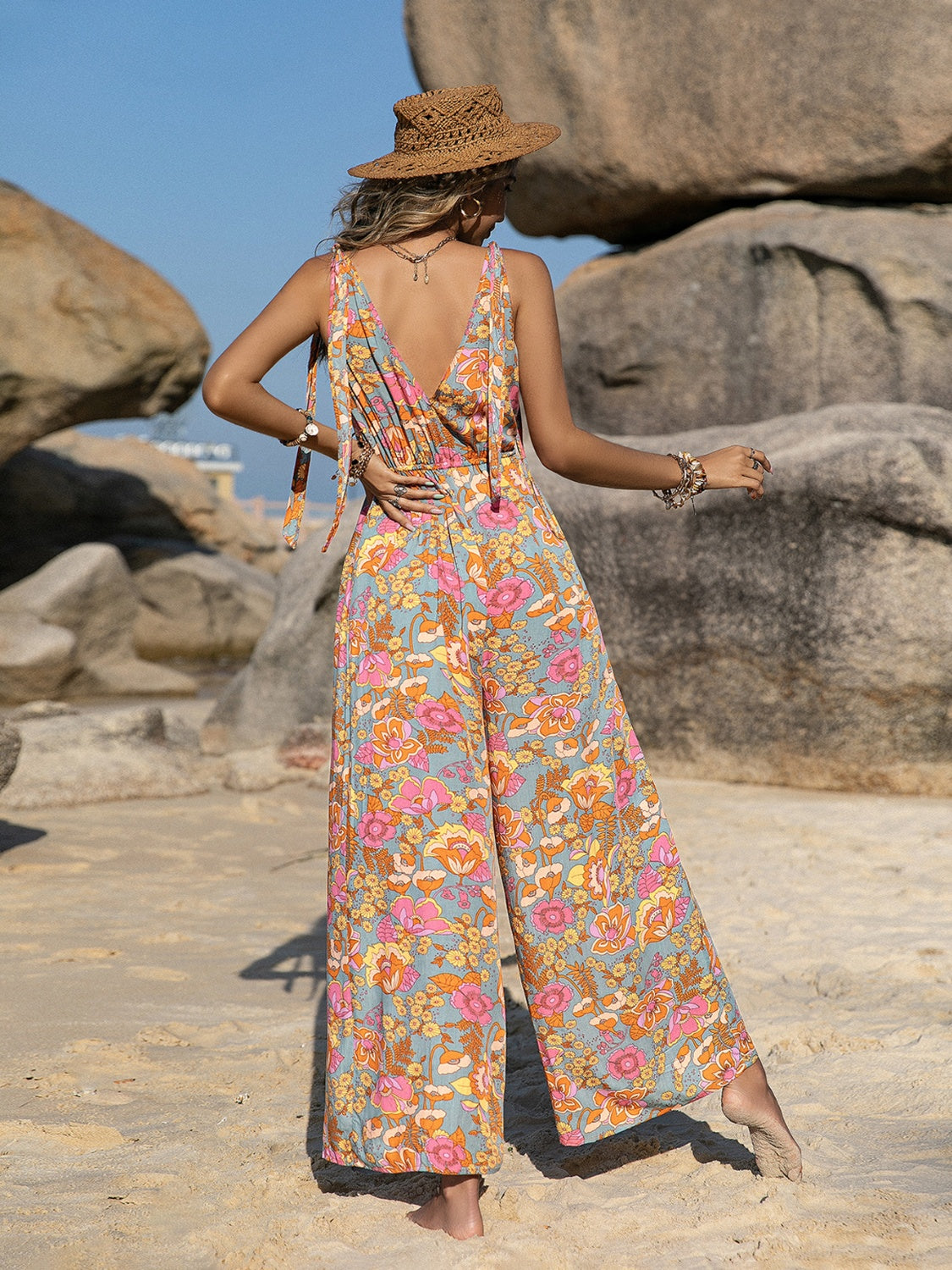 V-Neck Wide Leg Jumpsuit – Charming Charlie