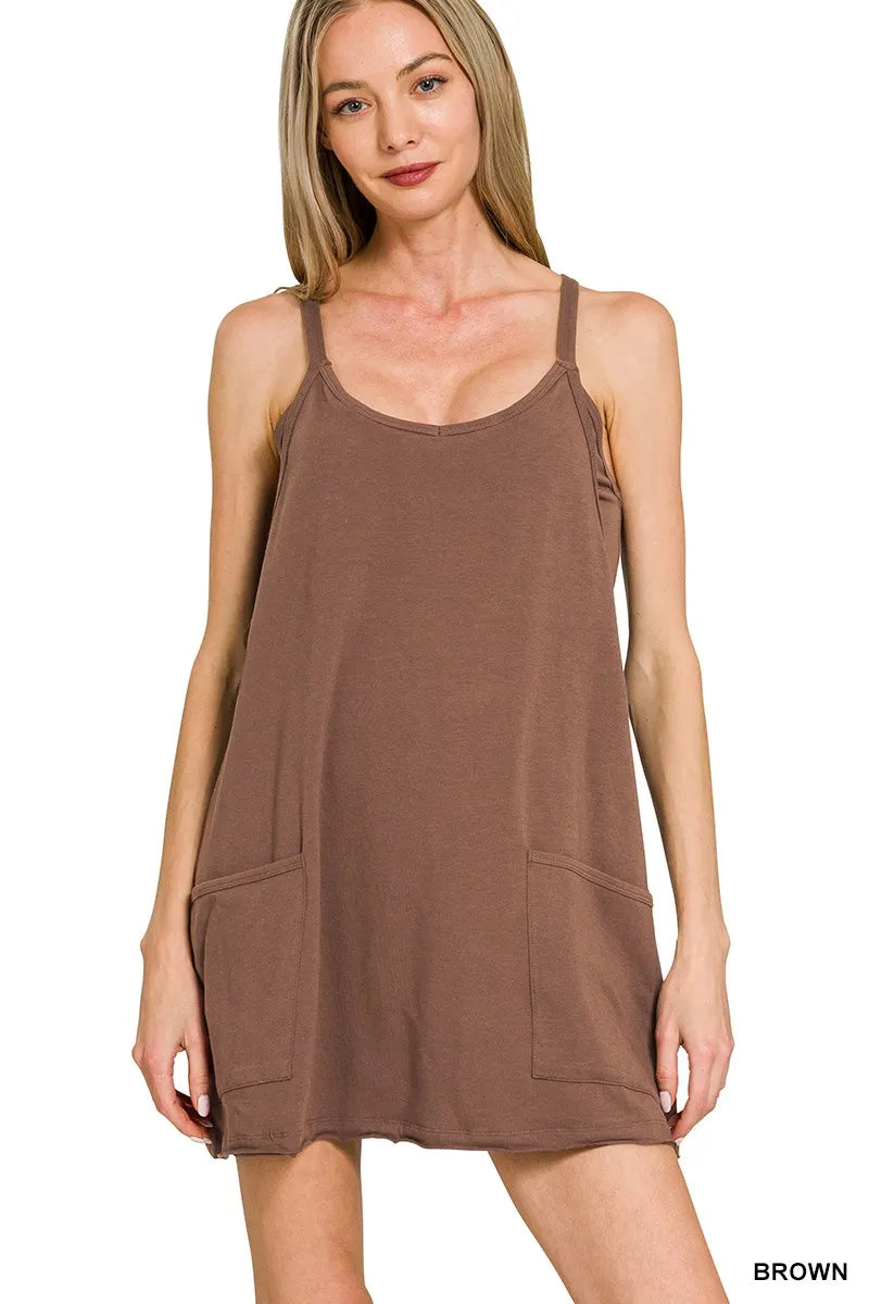 Zenana Cami Mini Dress with Built-in Romper Liner Charming Charlie Zenana Cami Mini Dress with Built-in Romper Liner Charming Charlie