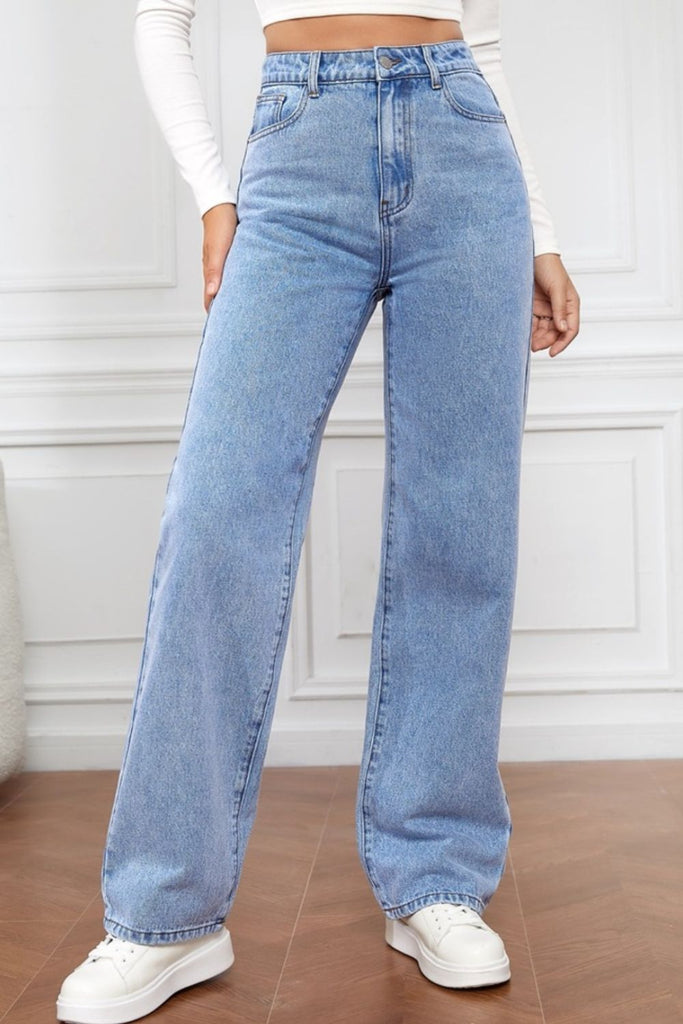 High Waist Slim Straight Denim Jean main image 0