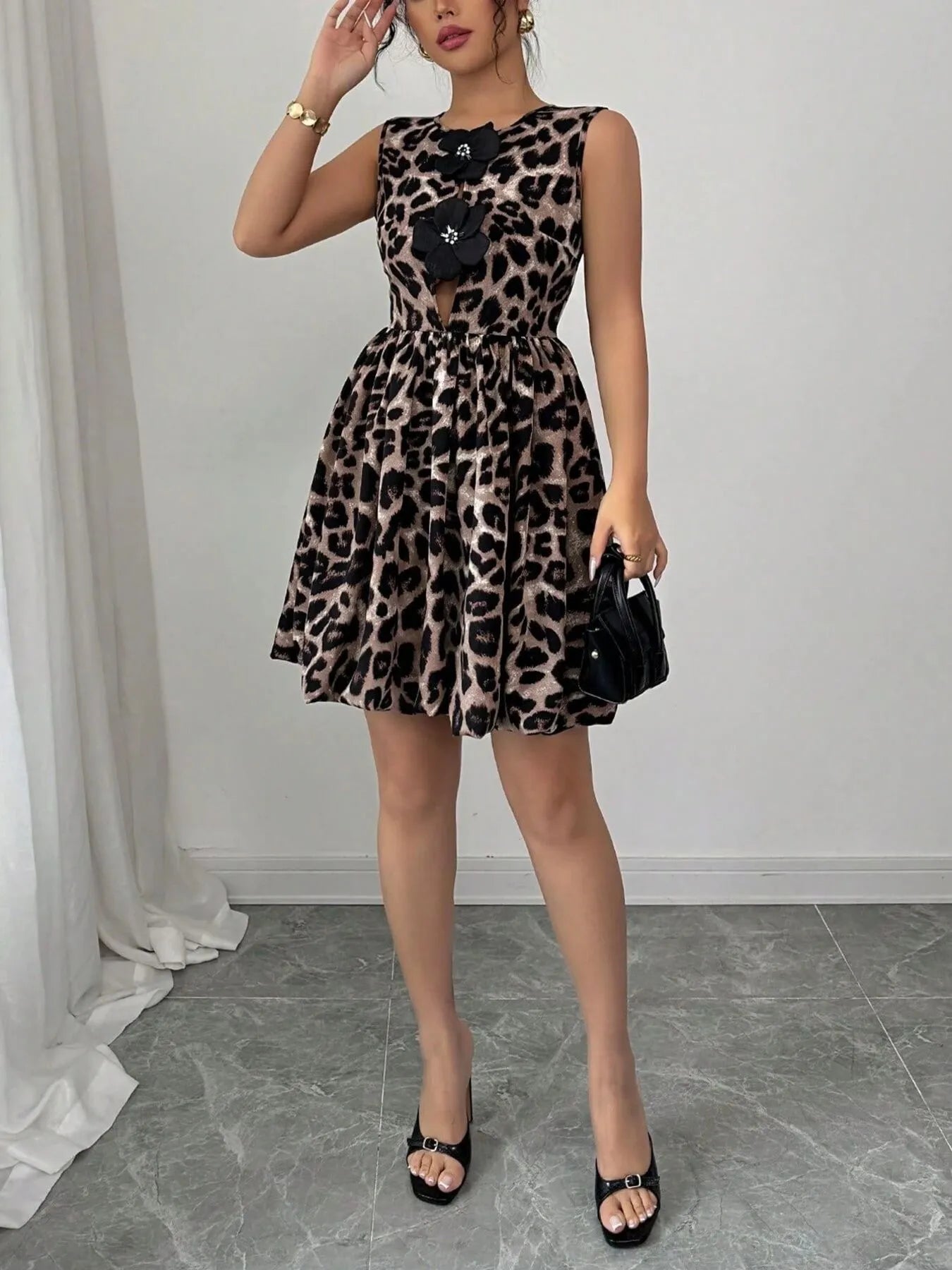 Leopard Print Sleeveless Fit and Flare Mini Dress Charming Charlie Leopard Print Sleeveless Fit and Flare Mini Dress Charming Charlie