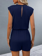 Round Neck Cap Sleeve Romper - Charming Charlie