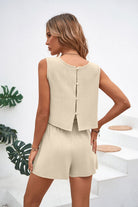 Round Neck Top and Drawstring Shorts Set - Charming Charlie