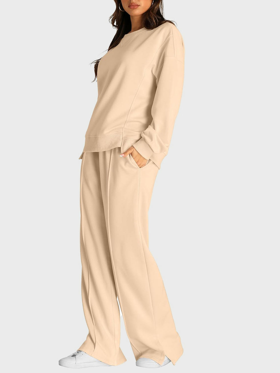 Sleeveless Crop Top and Slit Pants Set