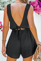 Backless Round Neck Sleeveless Romper - Charming Charlie