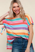 Feeling Bold Multicolor Stripe Dolman Bow Tie Sleeve Top - Charming Charlie