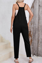 Pocketed Scoop Neck Spaghetti Strap Overalls - Charming Charlie