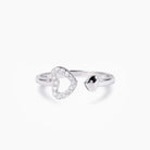 925 Sterling Silver Inlaid Zircon Heart Open Ring - Charming Charlie