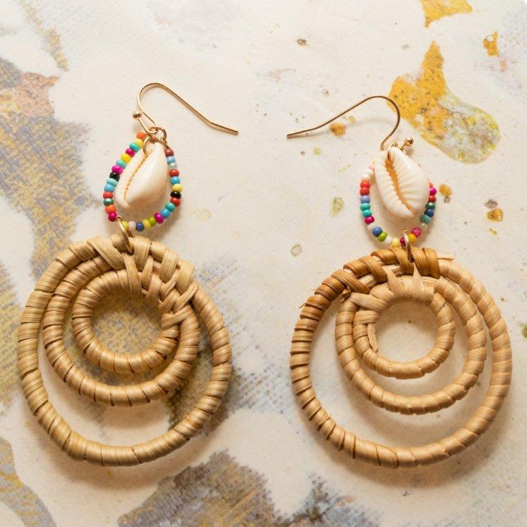 Wood and Shell Drop Earrings - Charming Charlie