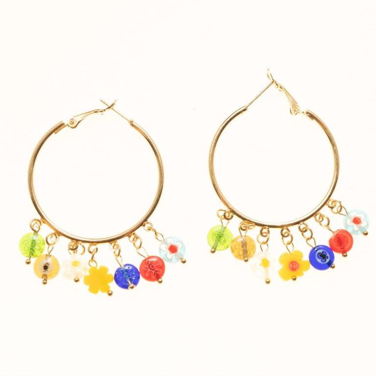 Gold Multi Flower Hoop Earrings - Charming Charlie