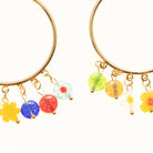 Gold Multi Flower Hoop Earrings - Charming Charlie