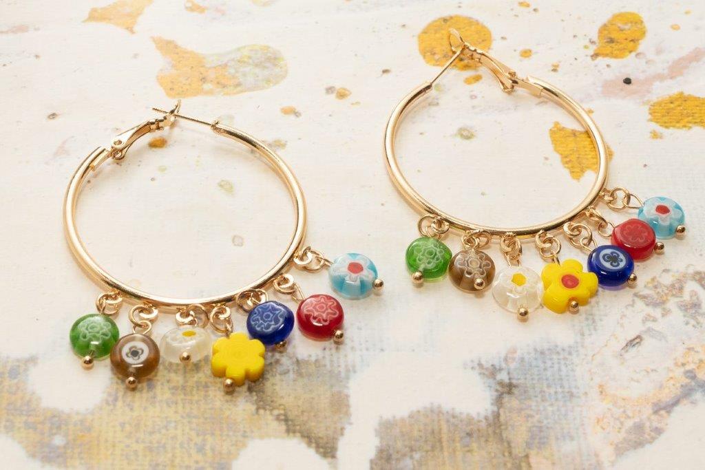Gold Multi Flower Hoop Earrings - Charming Charlie