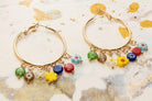 Gold Multi Flower Hoop Earrings - Charming Charlie