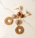 Circular Wood Shell Dangle Earrings - Charming Charlie