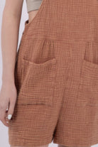 VERY J Sleeveless Double Gauze Overalls with Pockets - Charming Charlie