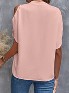 Notched Cold Shoulder Half Sleeve Blouse - Charming Charlie
