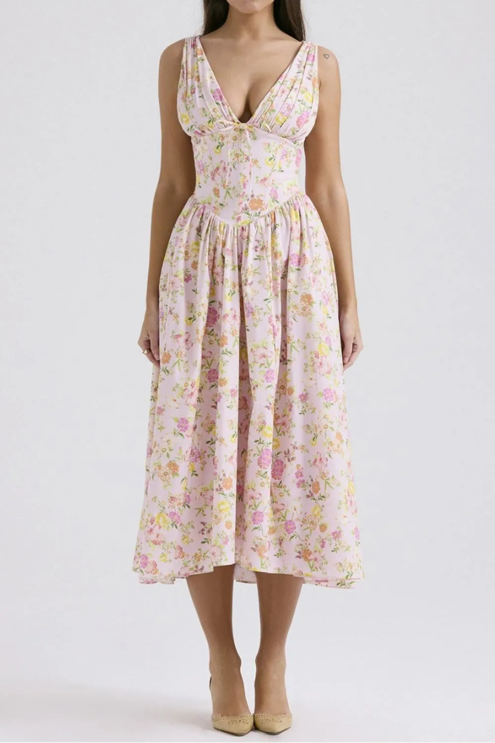Floral V-Neck Sleeveless Midi Dress with Pockets Charming Charlie Floral V-Neck Sleeveless Midi Dress with Pockets Charming Charlie