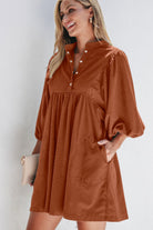 Corduroy Quarter Snap Three-Quarter Sleeve Dress - Charming Charlie