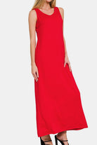 Zenana Scoop Neck Wide Strap Tank Dress - Charming Charlie
