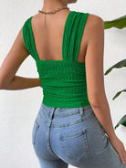 Textured Square Neck Wide Strap Tank - Charming Charlie