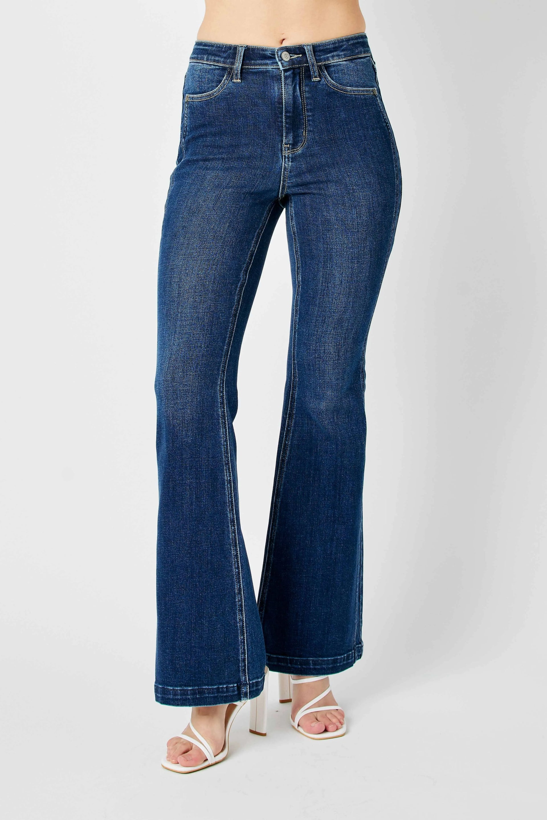 Judy Blue Full Size Hw Angled Side Seam Detail Flare Jeans Plus