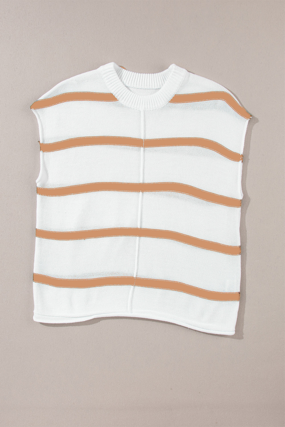 Striped Round Neck Cap Sleeve Sweater - Charming Charlie