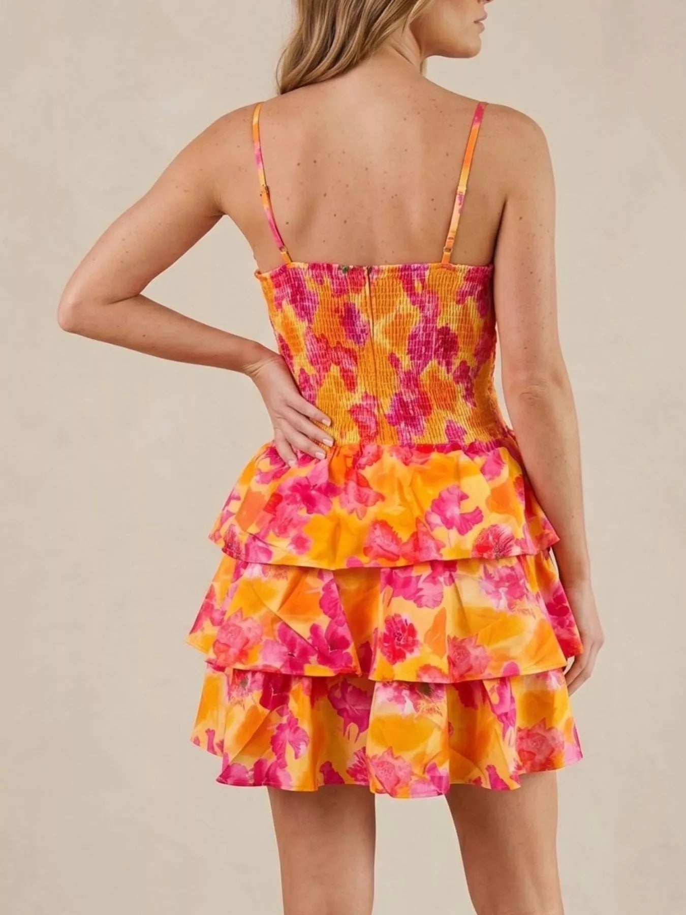 Cutout Floral Print Ruffle Layered Mini Dress  Charming Charlie