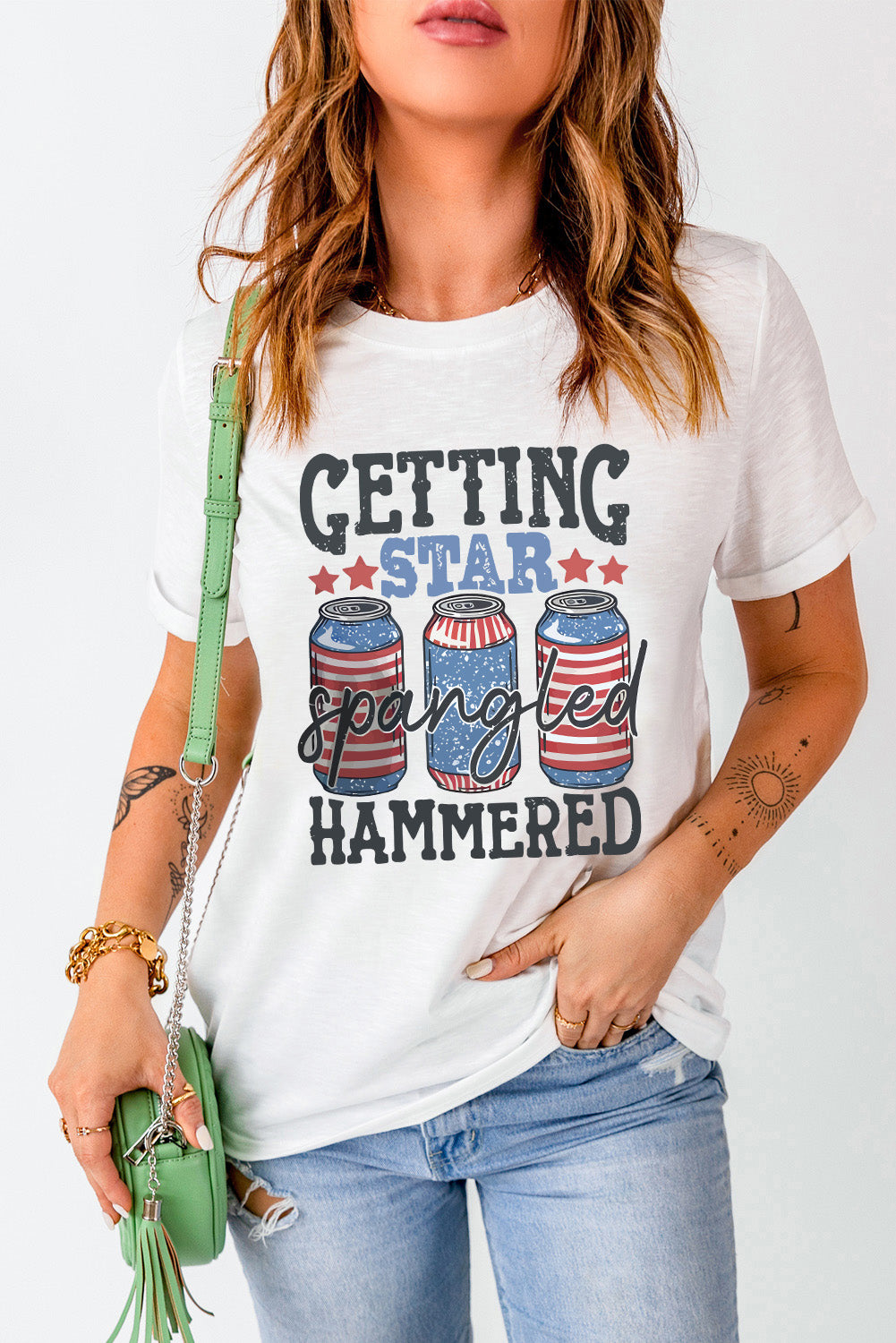 Graphic Round Neck Short Sleeve T-Shirt - Charming Charlie