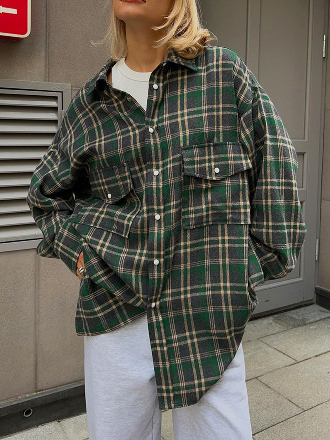 Pocketed Plaid Button Up Shacket - Charming Charlie