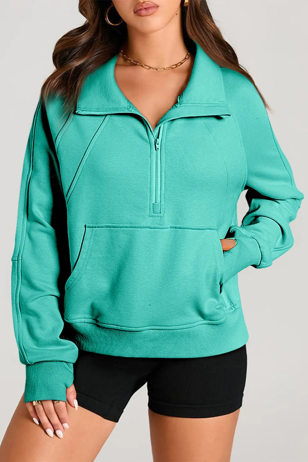 Half Zip Long Sleeve Sweatshirt - Charming Charlie