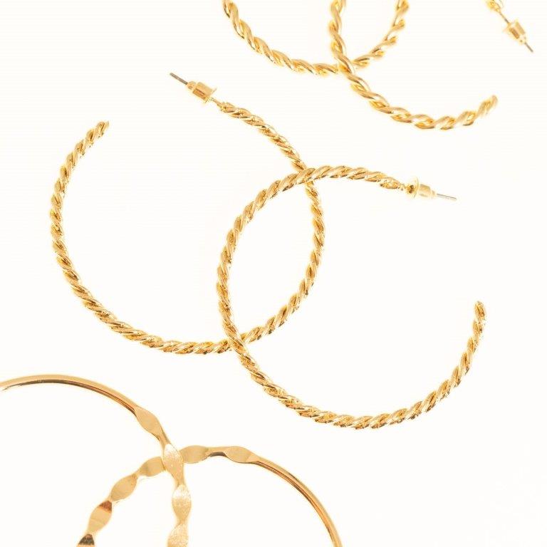 Set Of 3 Multi Texture Hoop Earrings On A Card - Charming Charlie