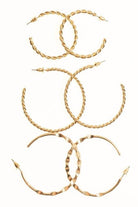Set Of 3 Multi Texture Hoop Earrings On A Card - Charming Charlie