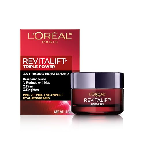 Loreal Paris revitaliftface creamfacereduce wrinkles, firm and brighten skincreambottlehyaluronic acid and vitamin cfragrance free - Charming Charlie