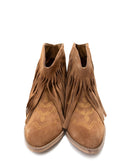Amos Fringe Ankle Bootie in Tan Suede - Charming Charlie