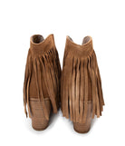 Amos Fringe Ankle Bootie in Tan Suede - Charming Charlie