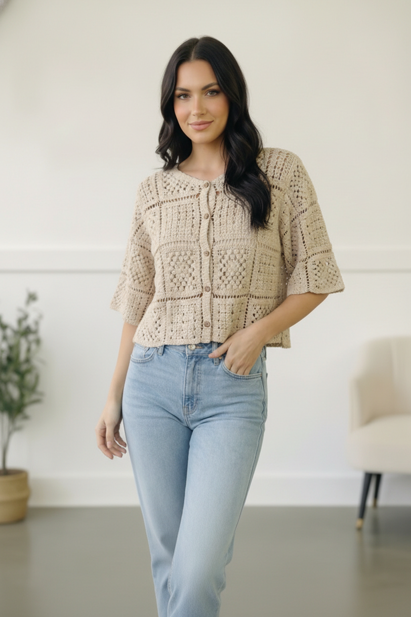 Honeycomb Crochet Cardigan - Charming Charlie