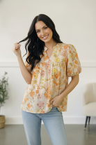 Sunlit Garden Notch Neck Blouse - Charming Charlie