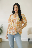 Sunlit Garden Notch Neck Blouse - Charming Charlie