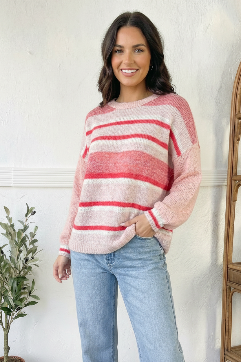 Sweet Talker Pink Stripe Sweater - Charming Charlie
