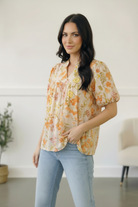 Sunlit Garden Notch Neck Blouse - Charming Charlie