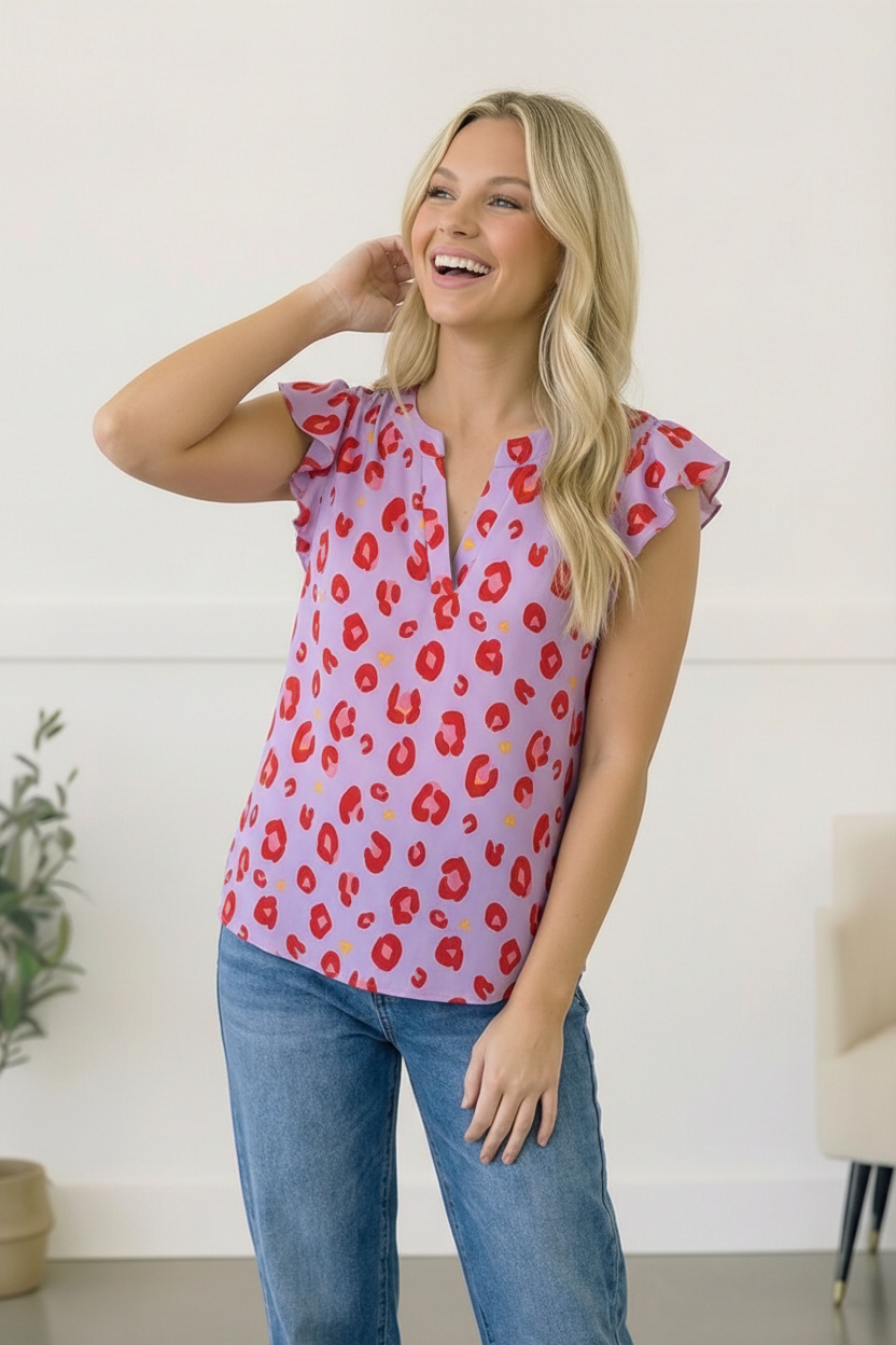 Wild Berry Ruffles Blouse - Charming Charlie